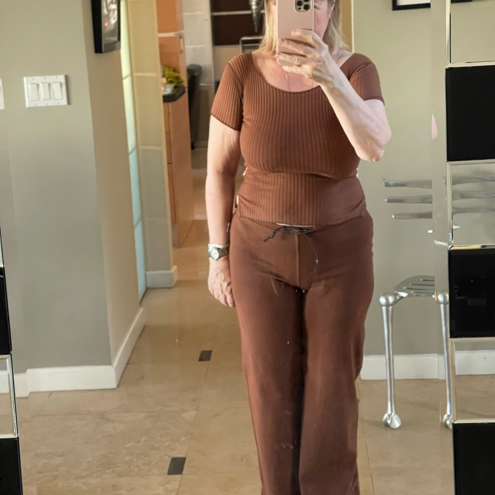 Vintage Jean Paul Gaultier Brown Ribbed Top & pants set